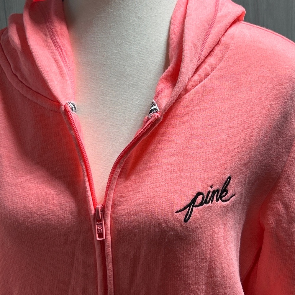 PINK Victors Secret Pink Zippered Hoodie Size Small - Picture 2 of 9